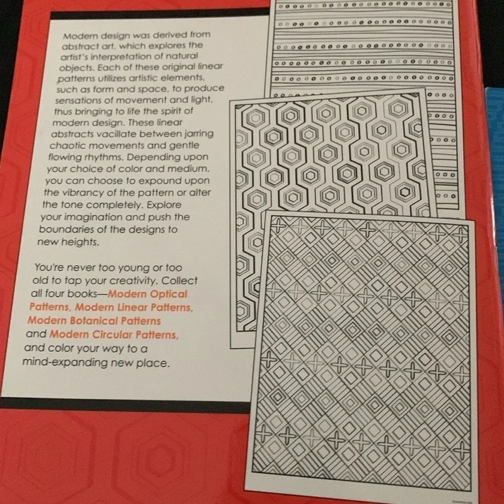 Mindware Modern Pattern Coloring books. Includes Linear & Illusions books. NWOT